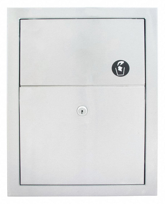 Bradley 4731-150000 Sanitary Napkin Receptacle, Wall-Mounted, Stainless Steel, 12 3/4 in x 4 in x 17 in