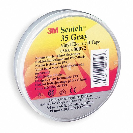 3M 35 - GRAY - 3/4 Insulating Electrical Tape Gen Purpose, Scotch®, 35, Vinyl, 3/4 in x 66 ft, 7 mil Tape Thick - KVM Tools Inc.KV3A185