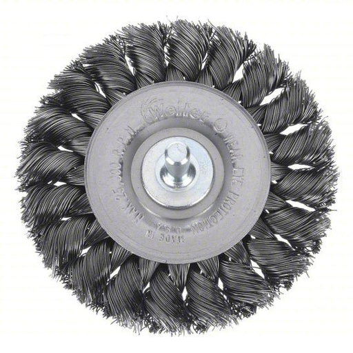 Weiler 94105 Wire Wheel Brush Twisted Steel, 3 1/4 in Dia x 3/8 in Wd, 1/4 in Shank, 0.014 in Fill - KVM Tools Inc.KV3A207