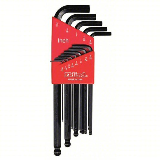 Eklind 13213 Hex Key Set SAE, Long, 13 Pieces, Plastic Holder, Black Oxide, 2 Tips - KVM Tools Inc.KV3A594