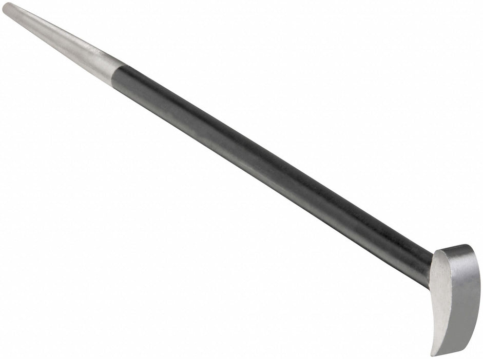 Westward 3APX7 Rolling Head Pry Bar, Claw/Point End, 12 in Overall Lg, T No, 0 Nail Slots, L-Shape End Angle
