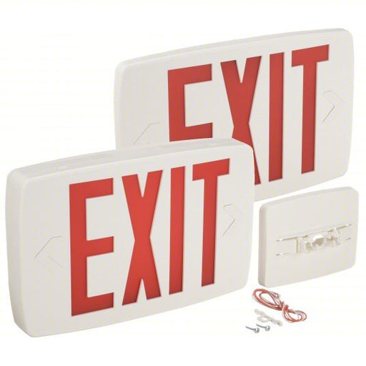 Lithonia LQM S W 3 R ELN 120/277M6 Exit Sign Emergency Battery Backup, LED, White, Red, 1 Faces, Ceiling, Nickel Cadmium, 120/277 V AC - KVM Tools Inc.KV3BA32