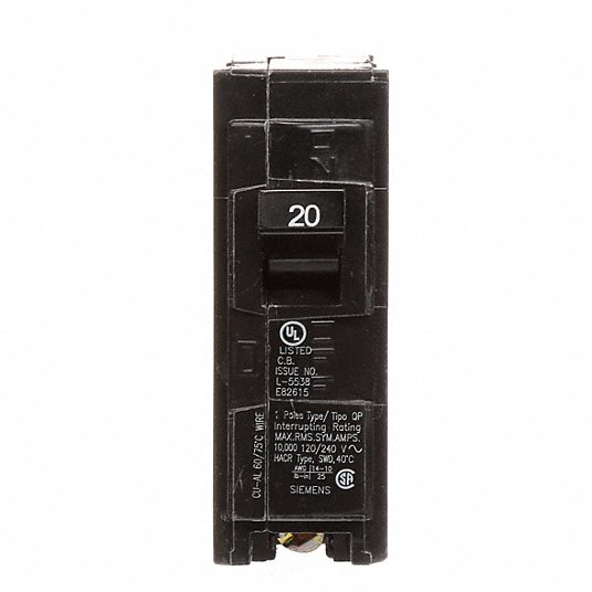 Siemens Q120 Miniature Circuit Breaker 20 A Amps, 120V AC, 1 Poles, Std