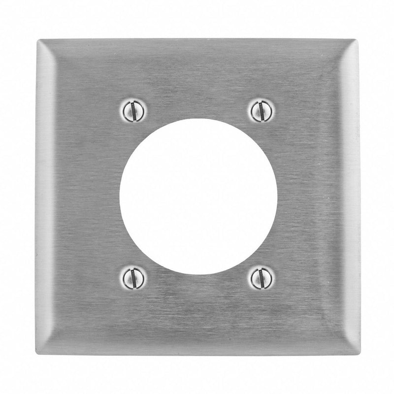 Hubbell SS701 Wall Plate, Single Circular Opening, 2 Gang, Silver, Std Size