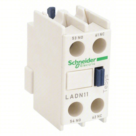 Schneider LADN11 Auxiliary Contact Block 1NO/1NC, 10 A Max Current (AC), Front Mount - KVM Tools Inc.KV3DB59