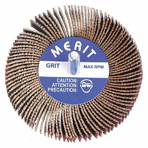 Merit 08834131509 Flap Wheel 1 in Dia x 1 in W, 1/4 in Straight - Shank, Aluminum Oxide, P60 Grit - KVM Tools Inc.KV3DU83