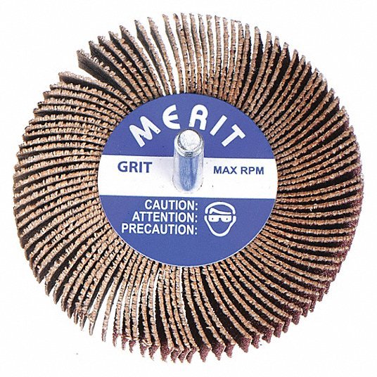 Merit 08834131509 Flap Wheel 1 in Dia x 1 in W, 1/4 in Straight - Shank, Aluminum Oxide, P60 Grit - KVM Tools Inc.KV3DU83