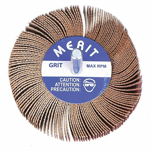 Norton 63642502582 Flap Wheel 1 in Dia x 1 in W, 1/4 in Straight - Shank, Aluminum Oxide, P120 Grit, R207 - KVM Tools Inc.KV3WH78