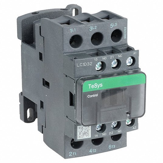 Schneider LC1D32G7 IEC Magnetic Contactor Non - Reversing, 3 Poles, 32 A, 120V AC Coil, 1NO/1NC - KVM Tools Inc.KV3DY52