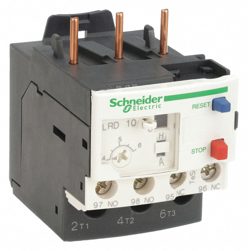 Schneider LRD10 Overload Relay, Thermal Protection, 3 Poles, 1NO/1NC, Phase Loss Sensitivity, 4 A – 6 A