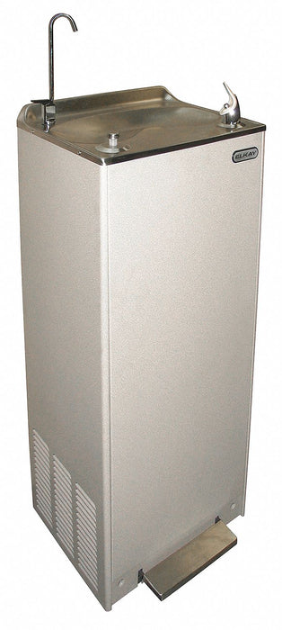 Elkay EFA8L1110P Drinking Fountain, 8 gph @ 50°F, 41 1/2 in Overall Ht, Foot Pedal, 18 in Overall Wd, Gray