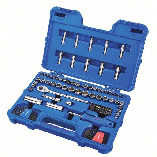 KVM Tools KV3FE99 Socket Wrench Set 1/4 in_3/8 in Drive Size, 102 Pieces, (42) 6 - Point, 12 - Point, Chrome - KVM Tools Inc.KV3FE99