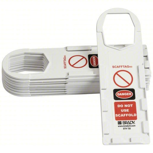 Brady SCAF - STH132 Tag Inspection, 3 1/2 in Wd, 11 3/4 in Ht, Black/Red on White, Rectangle, Plastic, English, 10 PK - KVM Tools Inc.KV3GAL7