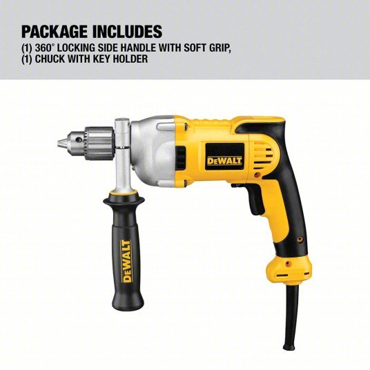 DeWalt DWD210G Drill 1/2 in Chuck Size, Keyed, 1,250 RPM Free Speed, 10 A Current, 120V AC, 4.9 lb Tool Wt - KVM Tools Inc.KV3GRF1