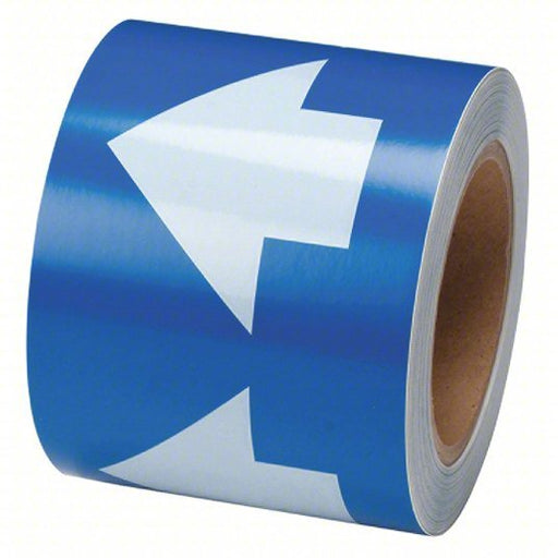Brady 91289 Arrow Tape Blue, White, 4 in Wd, 90 ft Roll Lg - KVM Tools Inc.KV3GTN6