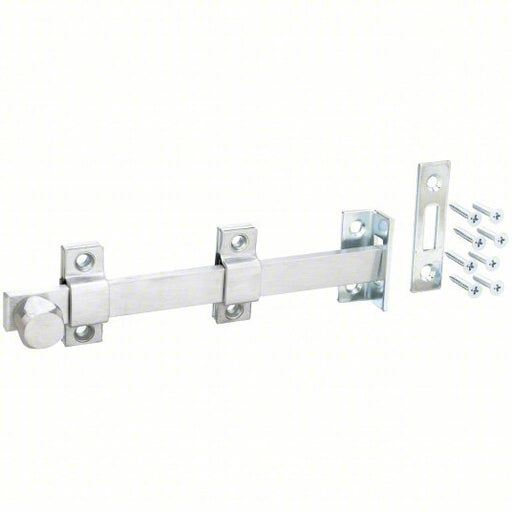 Rockwood 580-8.26D Surface Bolt Satin Chrome, 3/4 in Bolt Head Dia., Steel/Stainless Steel, 2 in Wd, 8 in Lg - KVM Tools Inc.KV3HJD8