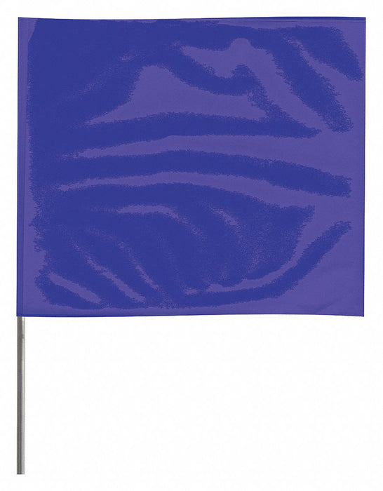 Approved Vendor 4521B-200 Marking Flag 4x5 in 21 in Wire Staff Blank Solid Vinyl Blue 100PK