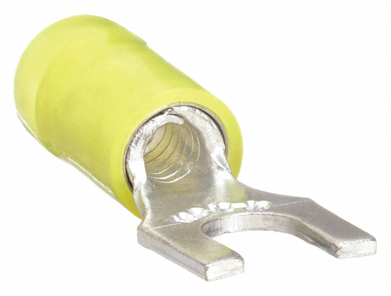 Sta-Kon RC10-10F Fork Terminals, Yellow, Nylon, #10 Stud Size, 12 AWG – 10 AWG Wire Range, Std Fork, 600 V