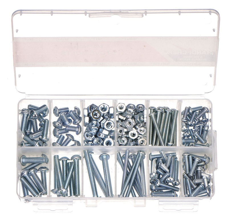 Itw Bee Leitzke WWG-DISP-STOVE248 Stove Bolt Assortment, Steel, Zinc-Plated, Coarse, Inch, 246 Pieces, #10/1/4 in, Hex Nuts Included