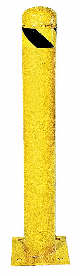 Approved Vendor 1GUD5 Bollard, Bolt-On, 24 in Install Ht, 4 1/2 in Dia, Carbon Steel, Yellow