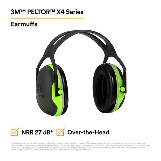 3M Peltor X4A Over-the-Head Earmuff, Passive, 27 dB NRR, Dielectric, Electrically Insulated