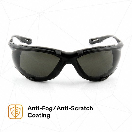 3M 11873-00000-20 Safety Glasses Gray Lens Color, Frameless, Anti-Fog, Gray Frame Color