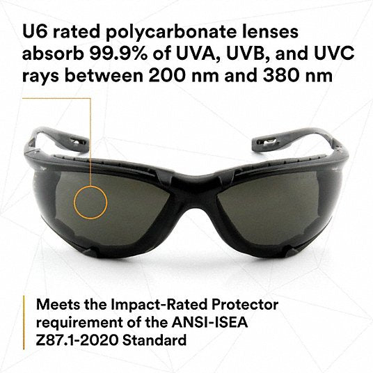3M 11873-00000-20 Safety Glasses Gray Lens Color, Frameless, Anti-Fog, Gray Frame Color