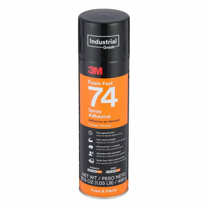 3M Foam Fast 74 Spray Adhesive 24 fl oz Aerosol Can Orange