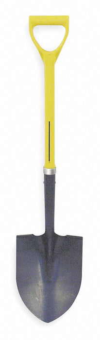 Nupla 6894156 Round Point Shovel, Steel Blade, 16 ga, D-Grip Handle, 27 in, Yellow