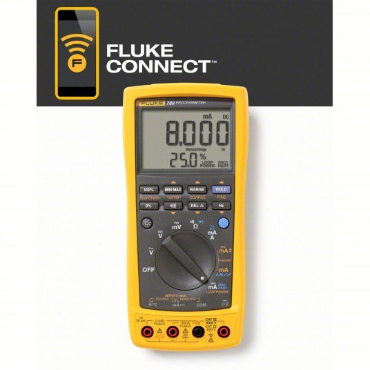 FLUKE - 789 Process Calibrator Multimeter, AC Current/AC Volt/Continuity/DC Volt/Diode/Freq - KVM Tools Inc.KV3MU89