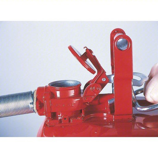 Justrite 7250130 Type II Safety Can: For Use With Flammables, 5 gal Capacity, Includes 1 in OD Flex Hose - KVM Tools Inc.KV3NKT9