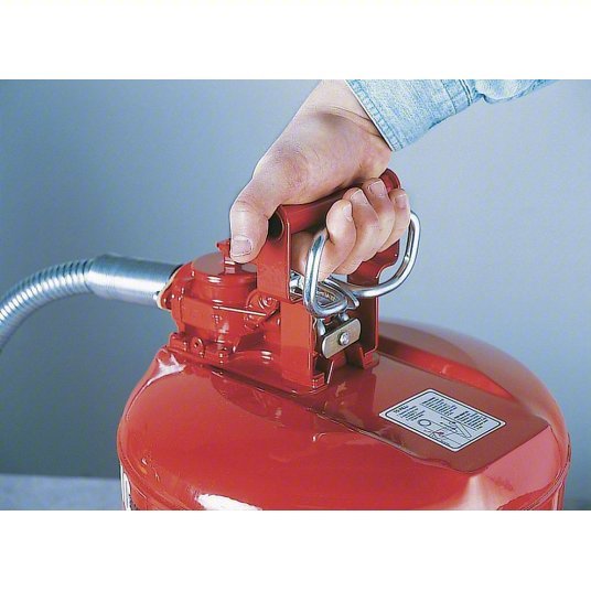 Justrite 7250130 Type II Safety Can: For Use With Flammables, 5 gal Capacity, Includes 1 in OD Flex Hose - KVM Tools Inc.KV3NKT9