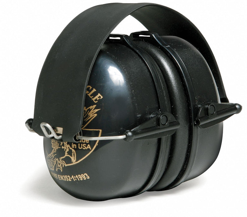 Tasco 100-02953 Golden Eagle Earmuffs, Over-the-Head, 27 dB NRR, Passive, Foldable, PVC, Black