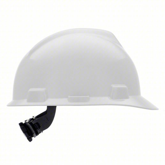 MSA 475358 Hard Hat White, No Graphics, Ratchet (4-Point), Polyethylene, Side-Slots - KVM Tools Inc.KV4LN95