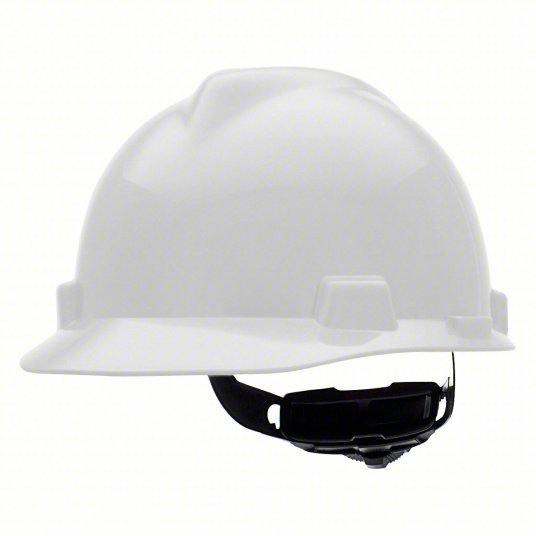 MSA 475358 Hard Hat White, No Graphics, Ratchet (4-Point), Polyethylene, Side-Slots - KVM Tools Inc.KV4LN95