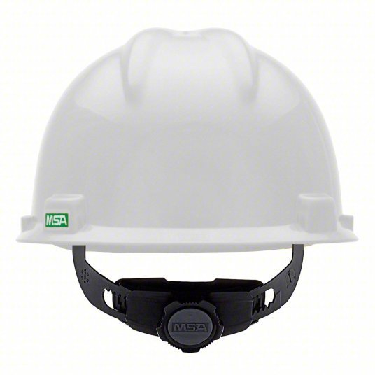 MSA 475358 Hard Hat White, No Graphics, Ratchet (4-Point), Polyethylene, Side-Slots - KVM Tools Inc.KV4LN95