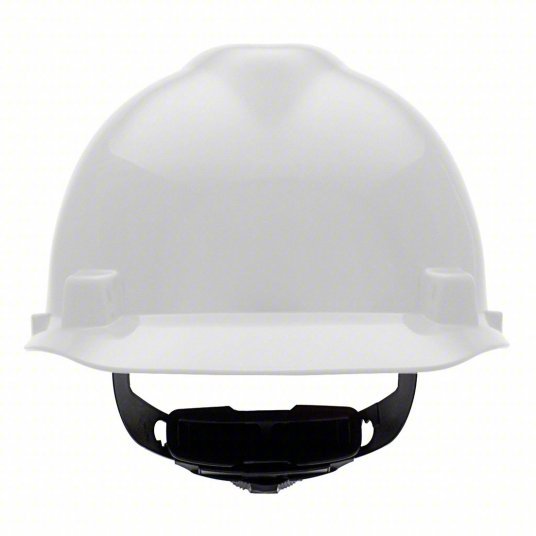MSA 475358 Hard Hat White, No Graphics, Ratchet (4-Point), Polyethylene, Side-Slots - KVM Tools Inc.KV4LN95