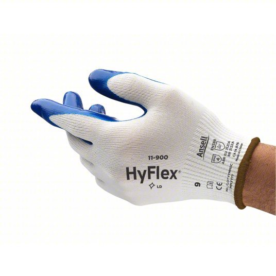 Hyflex 11-900 Coated Gloves L ( 9 ), Smooth, Nitrile, Palm, Dipped, ANSI Abrasion Level 4, Knit Cuff, 1 PR - KVM Tools Inc.KV4JU97