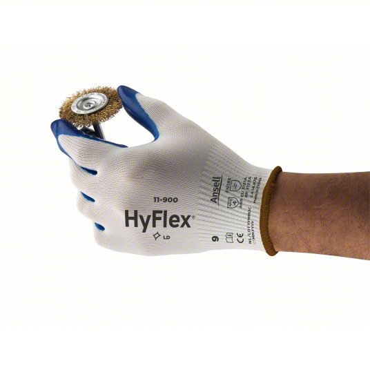 Hyflex 11-900 Coated Gloves L ( 9 ), Smooth, Nitrile, Palm, Dipped, ANSI Abrasion Level 4, Knit Cuff, 1 PR - KVM Tools Inc.KV4JU97