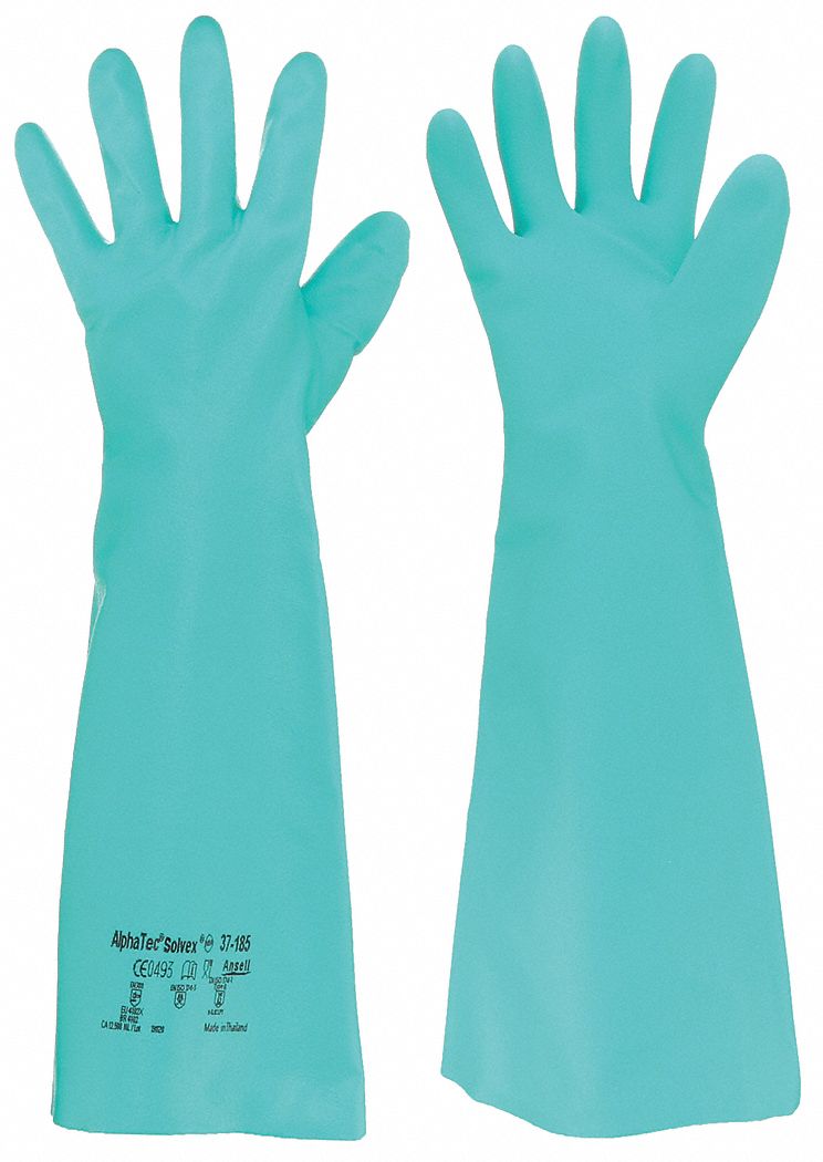 Ansell 37-185 Chemical-Resistant Gloves, 37-185, ANSELL AlphaTec(R) Solvex 37-185,  9 Glove Size, Smooth, 1 PR