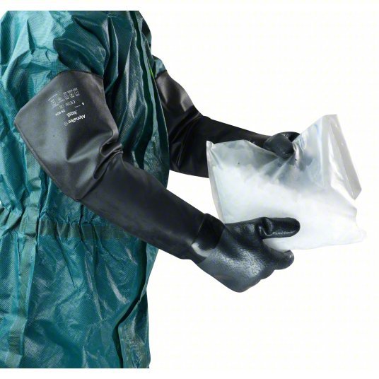 Alphatec 19-026 Chemical Resistant Gloves 85 mil Glove Thick, 26 in Glove Lg, Black, 8 Glove Size, 1 PR - KVM Tools Inc.KV3PXJ5