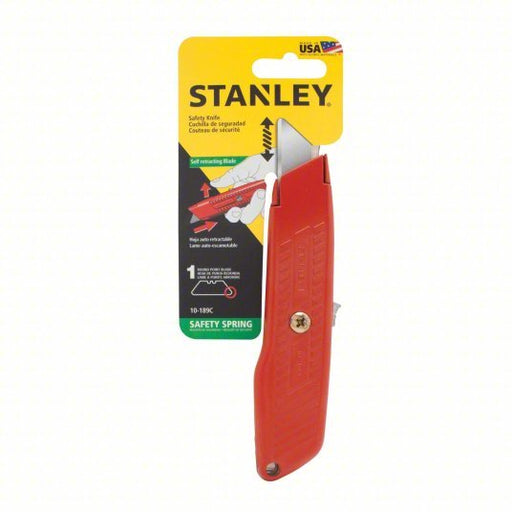 Stanley 10 - 189C Safety Knife 6 in Overall Lg, Textured, 1 1/4 in Overall Wd, Aluminum, Orange - KVM Tools Inc.KV3Q021