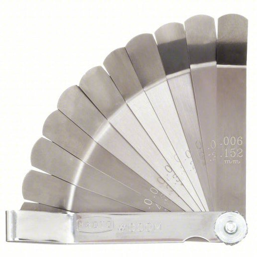 Proto J000M Bent Feeler Gauge Set Inch, 11 Feeler Blades, 0.006 in to 0.02 in Thick Range - KVM Tools Inc.KV3R011