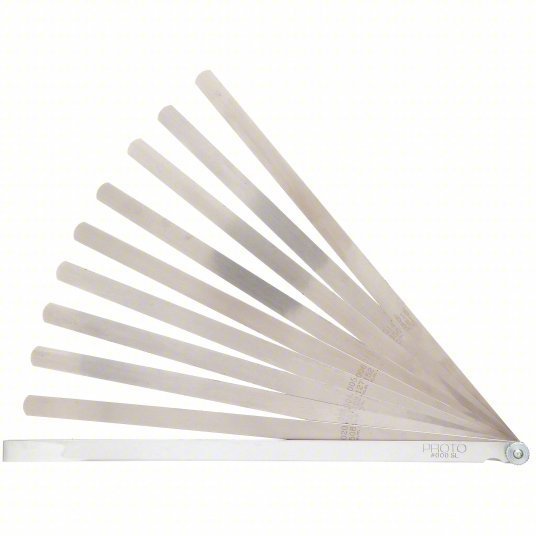 Proto J000SL Long - Blade Feeler Gauge Set Inch, 12 Feeler Blades, 0.001 in to 0.02 in Thick Range - KVM Tools Inc.KV3R012