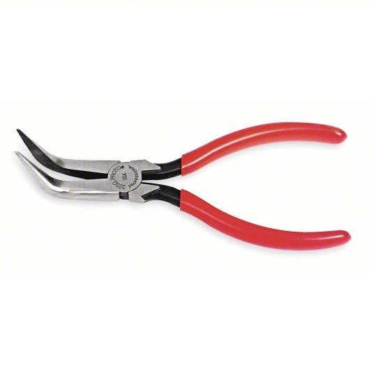 Proto J225G Bent Needle Nose Plier 1 1/4 in Max Jaw Opening, 6 1/2 in Overall Lg, 1 5/8 in Jaw Lg, Serrated - KVM Tools Inc.KV3R209