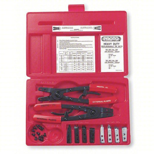 Proto J361 Retaining Ring Plier Set External, For 2 7/16 in to 4 in2 7/16 in to 4 in Bore Dia, 0.12 in Tip Dia - KVM Tools Inc.KV3R309