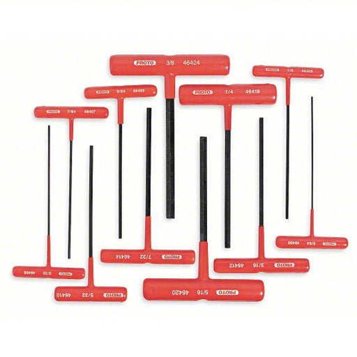Proto J4968 Hex Key Set SAE, Long, 11 Pieces, Black Oxide, 1 Tips, 6 in - KVM Tools Inc.KV3R792