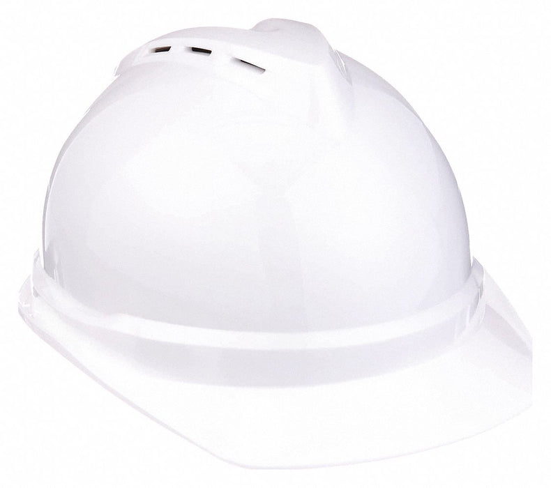 MSA 10034027 V-Gard 500 Hard Hat, White, Ratchet (6-Point), Polyethylene, Type 1 Class C