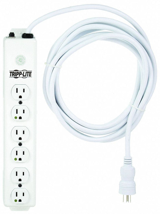 Tripp Lite PS-615-HG Outlet Strip, 6 Outlets, 15 ft Cord, 15 A, UL 1363, White, 5-15P, Hospital Grade