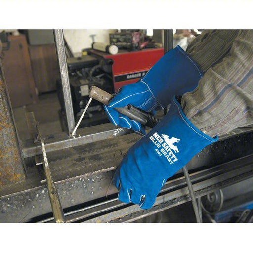 MCR Safety 4600 Welding Gloves Wing Thumb, Gauntlet Cuff, Premium, Blue Cowhide Blue Beast, 1 PR - KVM Tools Inc.KV3TCC1